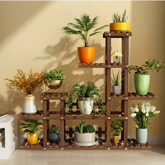 YQ JENMW Solid wood multi-layer floor-to-ceiling household green radish shelf indoor balcony flower shelf