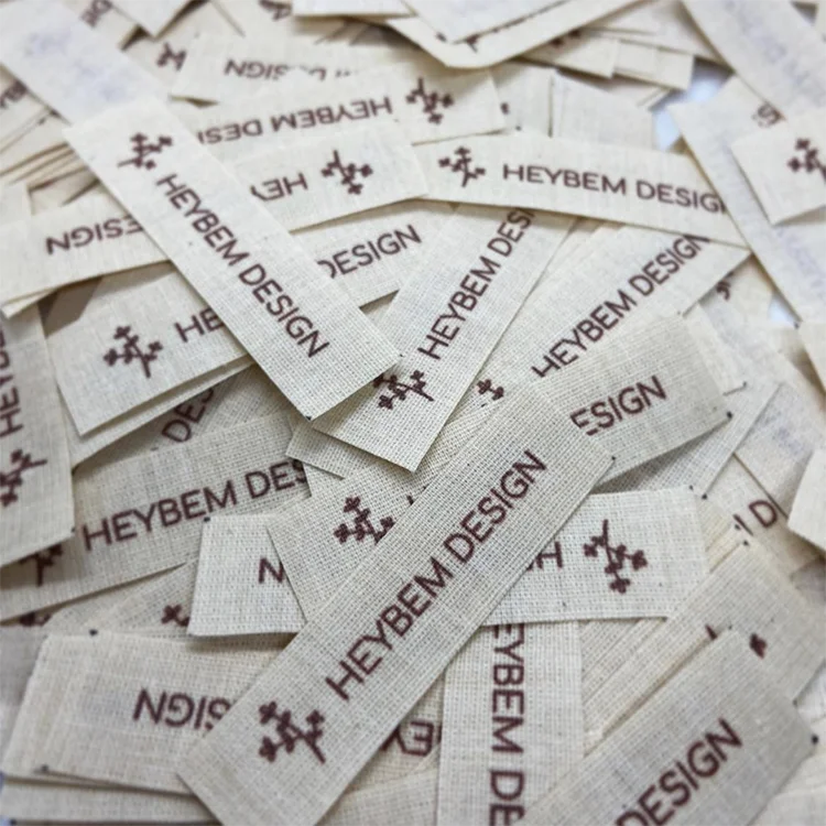 Organic Cotton Fabric Clothing Garment Silk Screen Cotton Printed Woven Tag Labels For Clothes