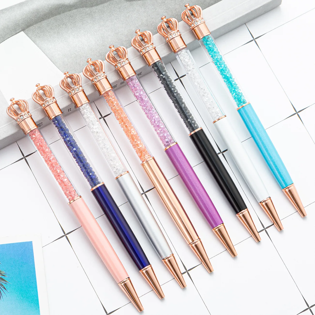 New Crystal Crown Ballpoint Pen Fashion Gift Advertising Pen Can Print Logo Metal Crystal Pen