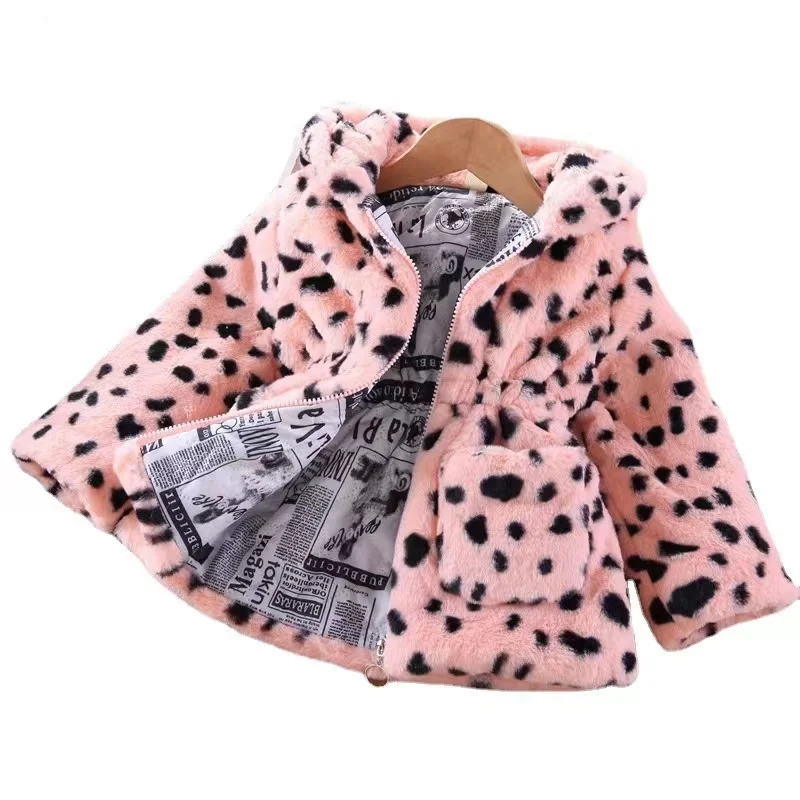 Wholesale baby girls warm outerwear for kids fleence thick coat wool coat for children clothing