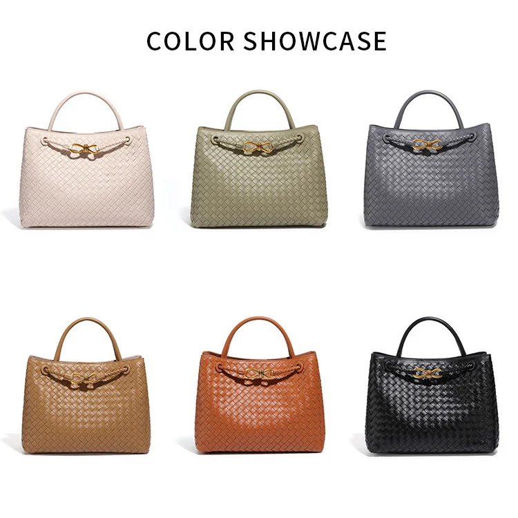 Custom wholesale 2024 new vintage luxury large capacity Tote hand bags women woven PU Leather handbags for ladies