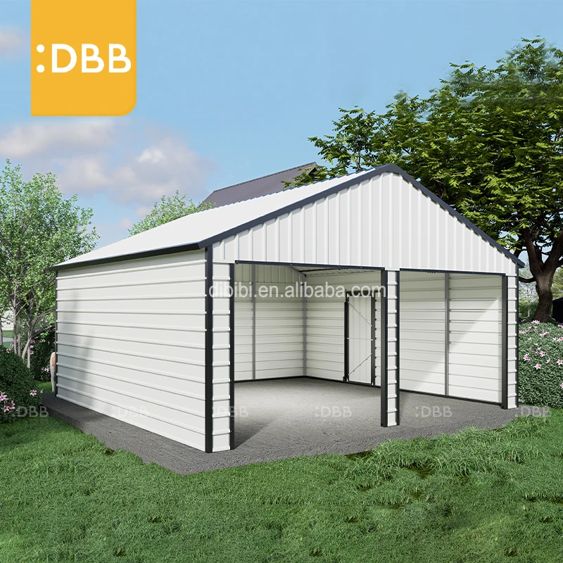 New Trend 23Ft 22Ft Factory Building Car Park Durable Galvanized Steel Factory Double Door Metal Frame Garage Canopy