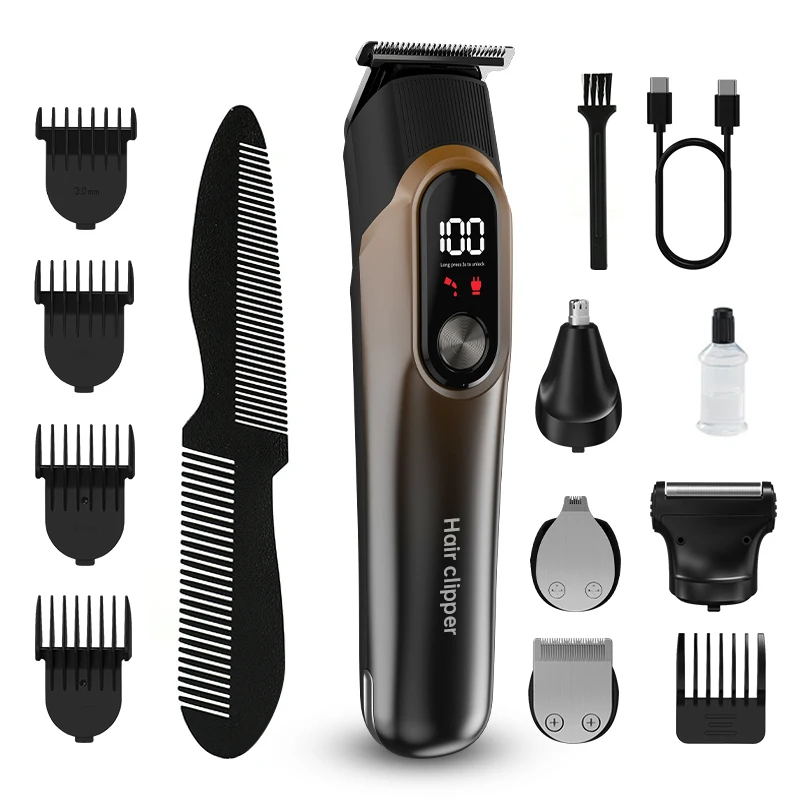 Professional Barber Hair Trimmer Cordless Rechargeable Electric Clippers With USB Power High Cut Machine