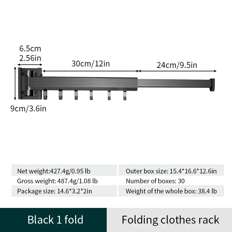 Laundry Clothesline Retractable Cloth Hook Drying Rack Folding Wall Mounted Clothes Hanger Rack Space-saver Retractable Fold