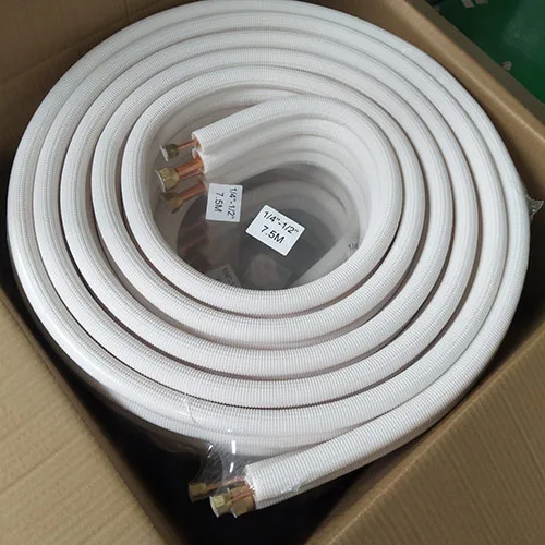 White PE Air Conditioning Insulated Copper Pipe For Air Conditioner Installation Kit