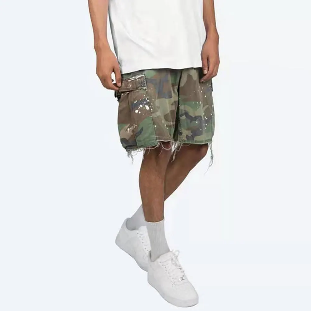 Topshow High Quality Shorts Custom Lace-Up Design Mens Cargo Pants Shorts with Pockets Camouflage Short Men