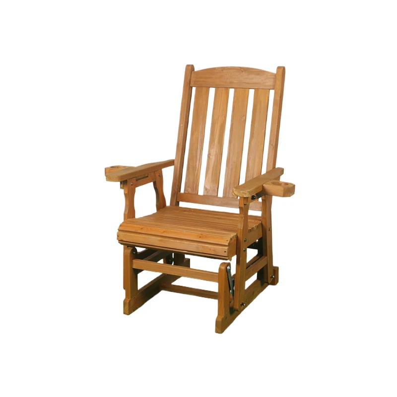 High quality low price outdoor nature china fir wooden patio glider chair for adults