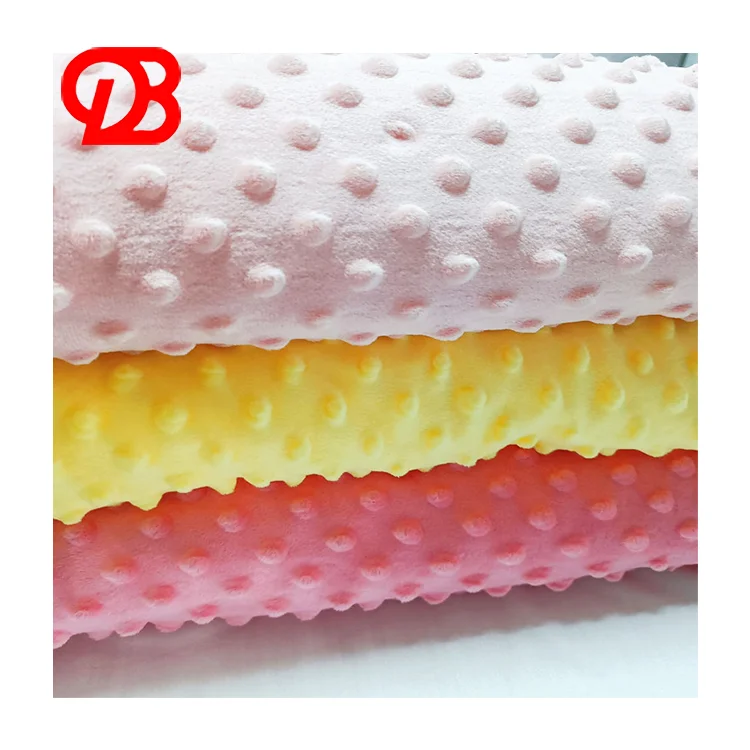 100% Polyester Embossed Minky Fabric Super Soft plain Minky Dot  Fabric for baby blanket
