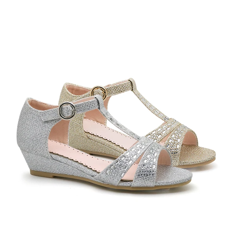 
Beautiful Kids Princess Glitter Wedges Girls Party Dress Shoes For Children 