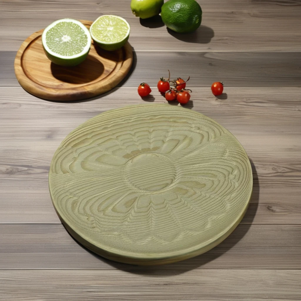 Handcrafted Japanese Rectangular Wood Tray Fruit and Snack Plate with Love Style Wall Decor Made from Pine Paulownia Plywood