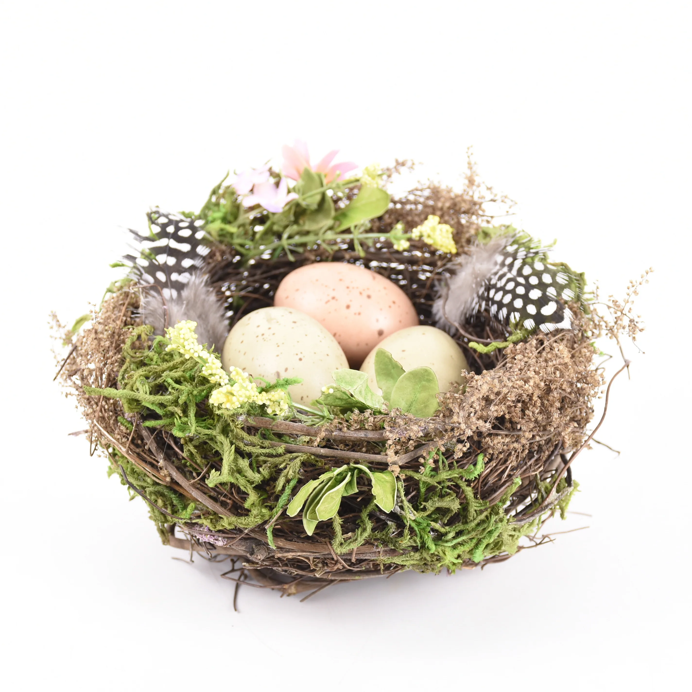 GY BSCI Handmade Home Decorative Bird Eggs Nest New Designed Natural Twigs Weaved Easter Nest