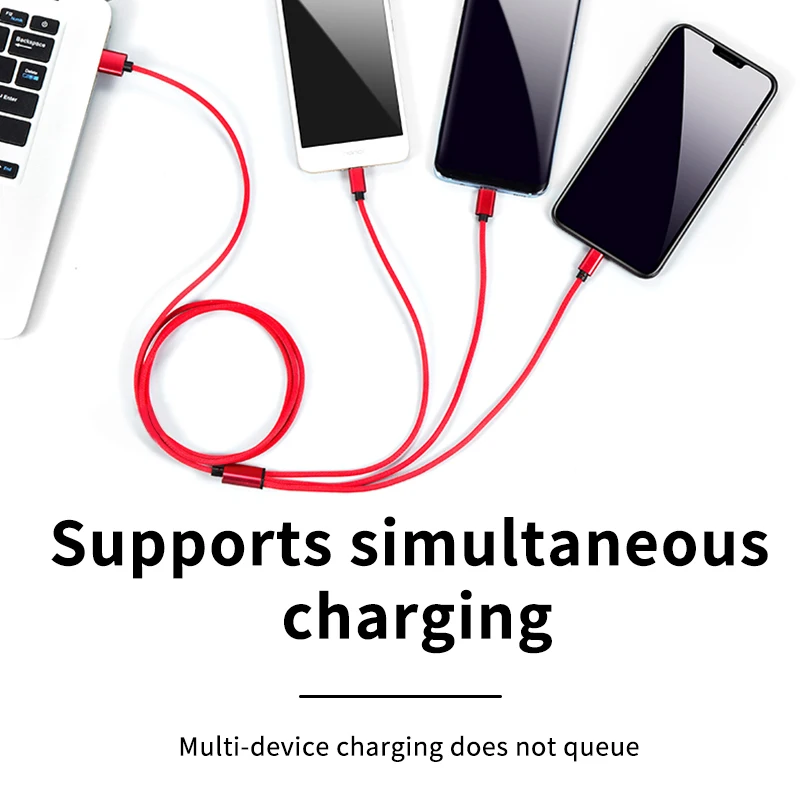 Заводской OEM 3 в 1 нейлоновый плетеный кабель 2A micro usb type C зарядный для телефона iphone samsung huawei