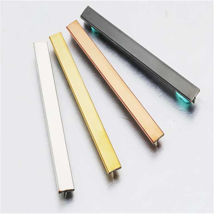 Green bronze stainless steel U shaped groove strip decorated with gold edge layering green bronze With ceramic tile hotel villne
