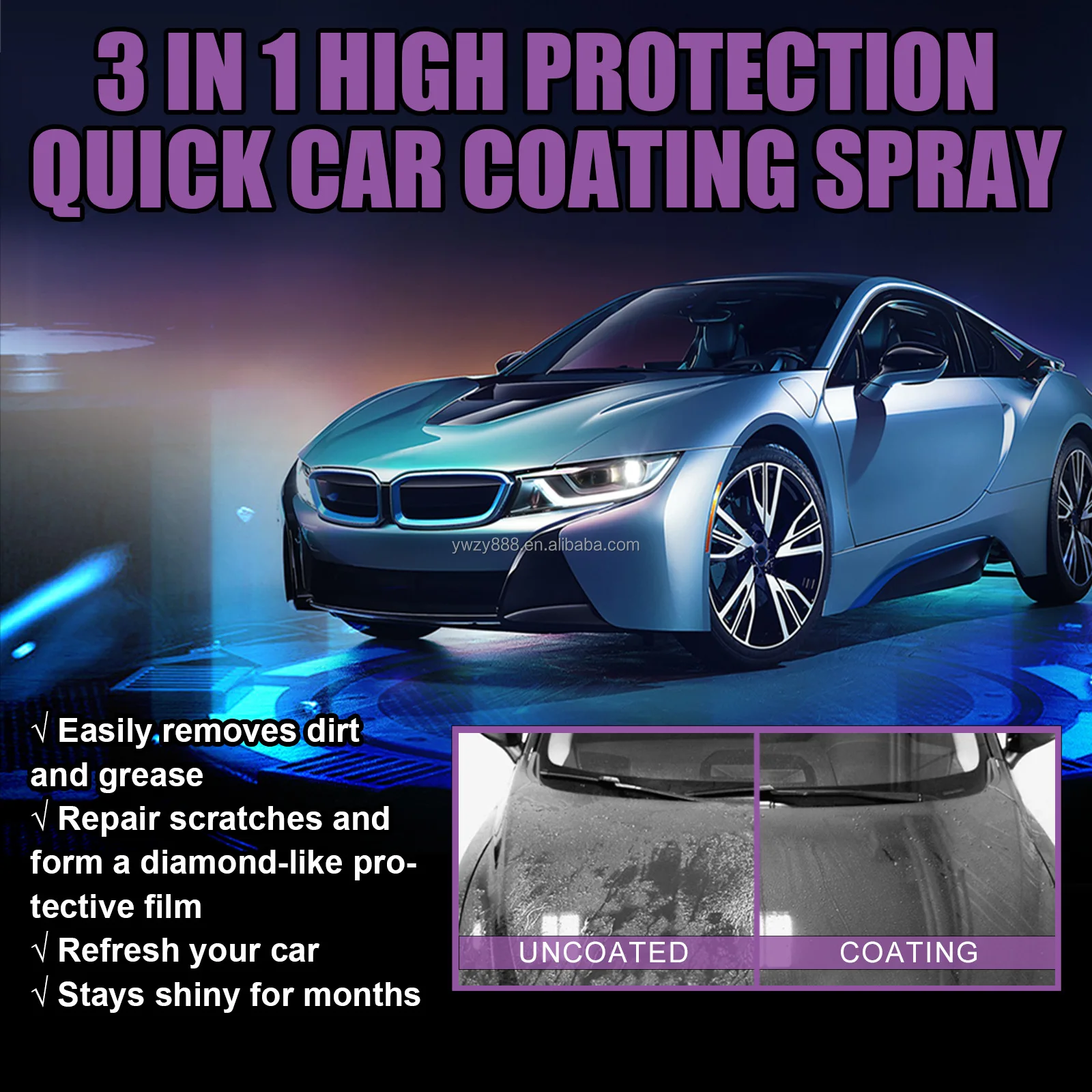 Rayhong 3-in-1 high protection fast automotive paint spray auto paint color change clean coating spray
