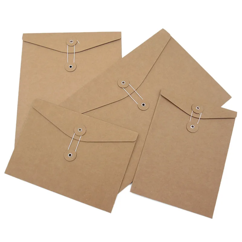 Wholesale Custom T Shirt Packaging Reusable Garment Pocket Kraft File Bag Envelope Packaging Paper Bag With String Closure