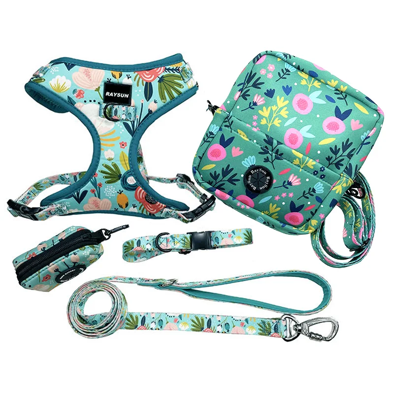 Роскошный двусторонний ошейник и поводок для питомцев с принтом на заказ, дизайнерская поясная сумка для питомцев, бандана, сумка для собак, комплект поводок для собак на заказ
