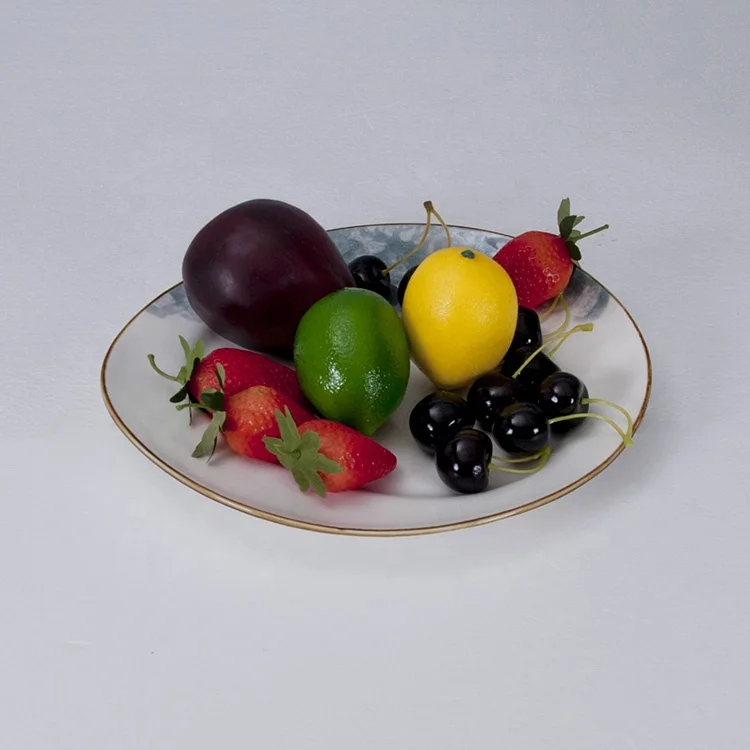 Wholesale Custom Cheap Glazed Yellow Rim Irregular Restaurant Tableware Porcelain Ceramic Plate