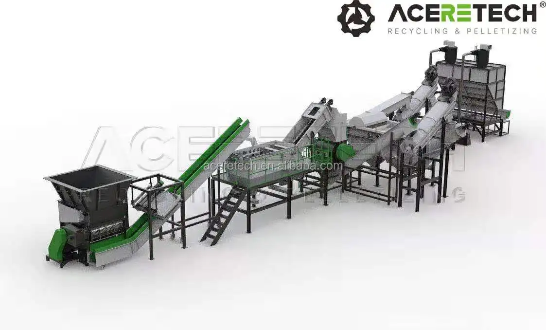 washing line and granulator for processing PP HDPE plastic boxes