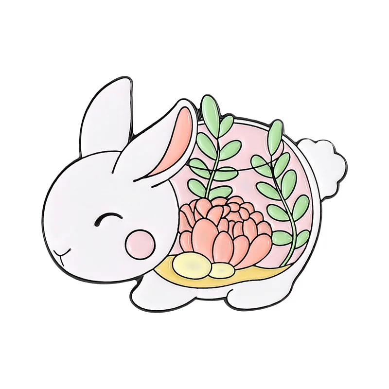 New cartoon cute little animal enamel pin plant flower snail green alloy brooch in stock clothing decoration pins