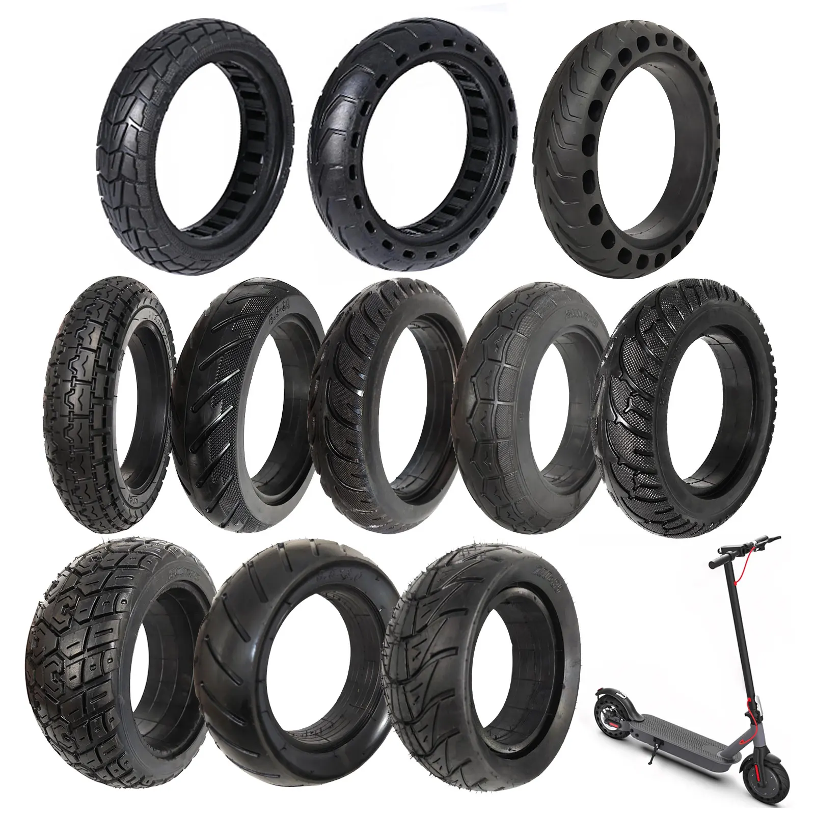 Electric Scooter Tires, 8 1/2x2 Honeycomb Solid Tires, 8.5-inch Explosion-Proof Outer Wheels, Non-Inflatable Anti-stab