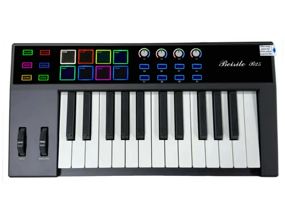 Mini Portable 25 Key USB Keyboard and Drum Pad MIDI controller