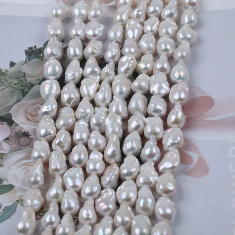 12-14mm AA GRADE natural white baroque loose white pearl Strand