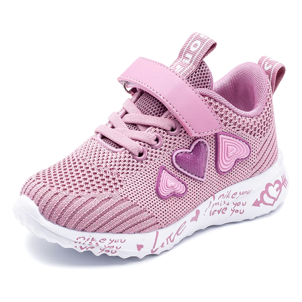 
Hobibear Factory Girls Sports Shoes New Fashion Balance Double Net Breathable Kids Students Pink Children Shoes Cute Kid Sneaker 
