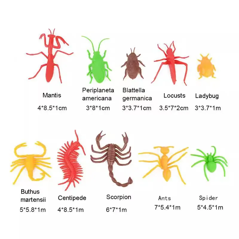 10pcs New Insect Animals Model Butterfly Bee Dragonfly Mantis Ant Snail Action Figures Jouet Collection Decor Kids Education Toy