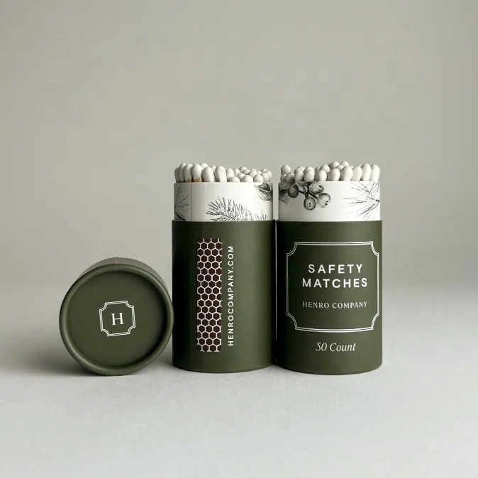 Custom Printed Wooden Match Box Colorful Head Long Paper Tube Book Matches for Hotels Safe Advertising Usage with Sticks Candles