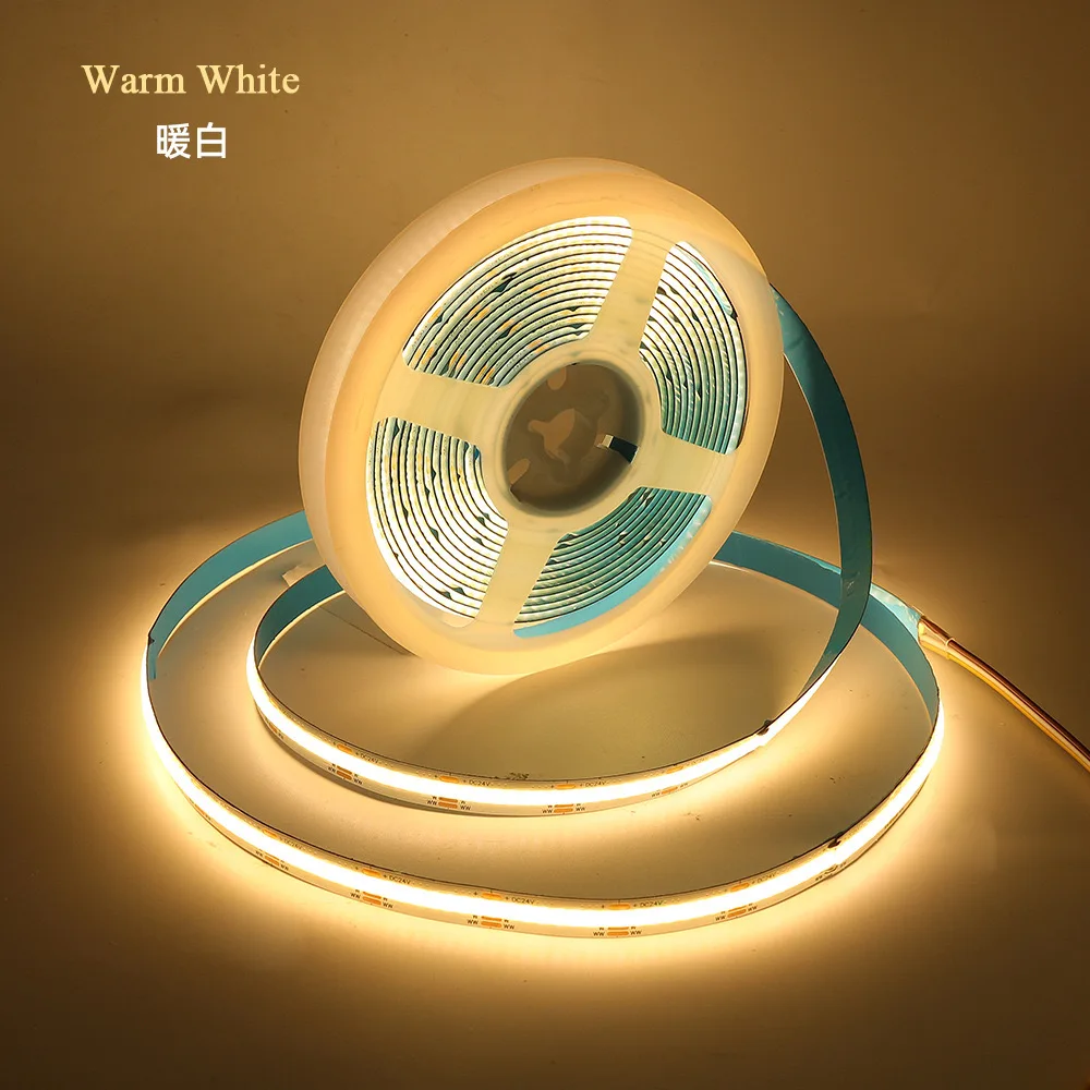 CE rohs 5 year warranty 3000k 4000k 6500k warm white cold white 24v 12v Flexible cob led strip light