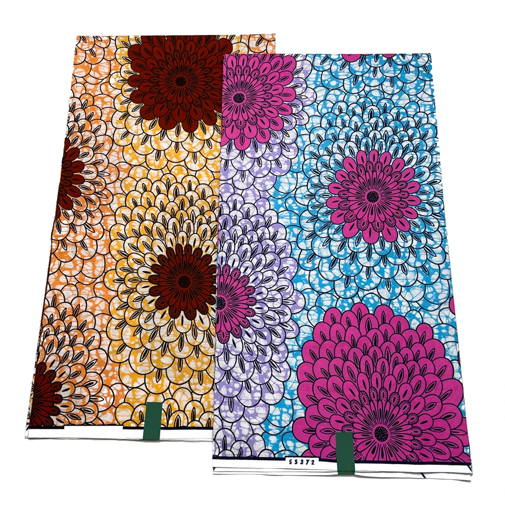 Wholesale 100% Cotton Nice Design 100% Cotton African Wax Print Fabric For Cloth 6 yards Soft African Wax Fabric