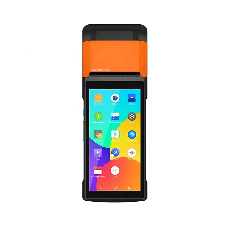 Высококачественный портативный pos-терминал Sunmi V2 android с принтером 58 мм и программным