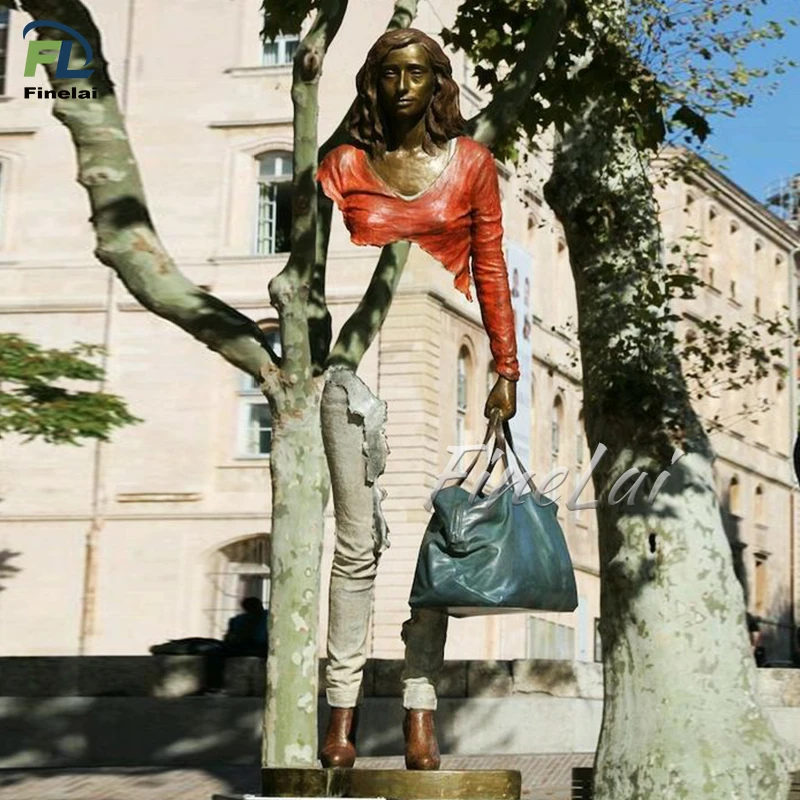 Finelai good quality outdoor decorative metal bronze woman statue