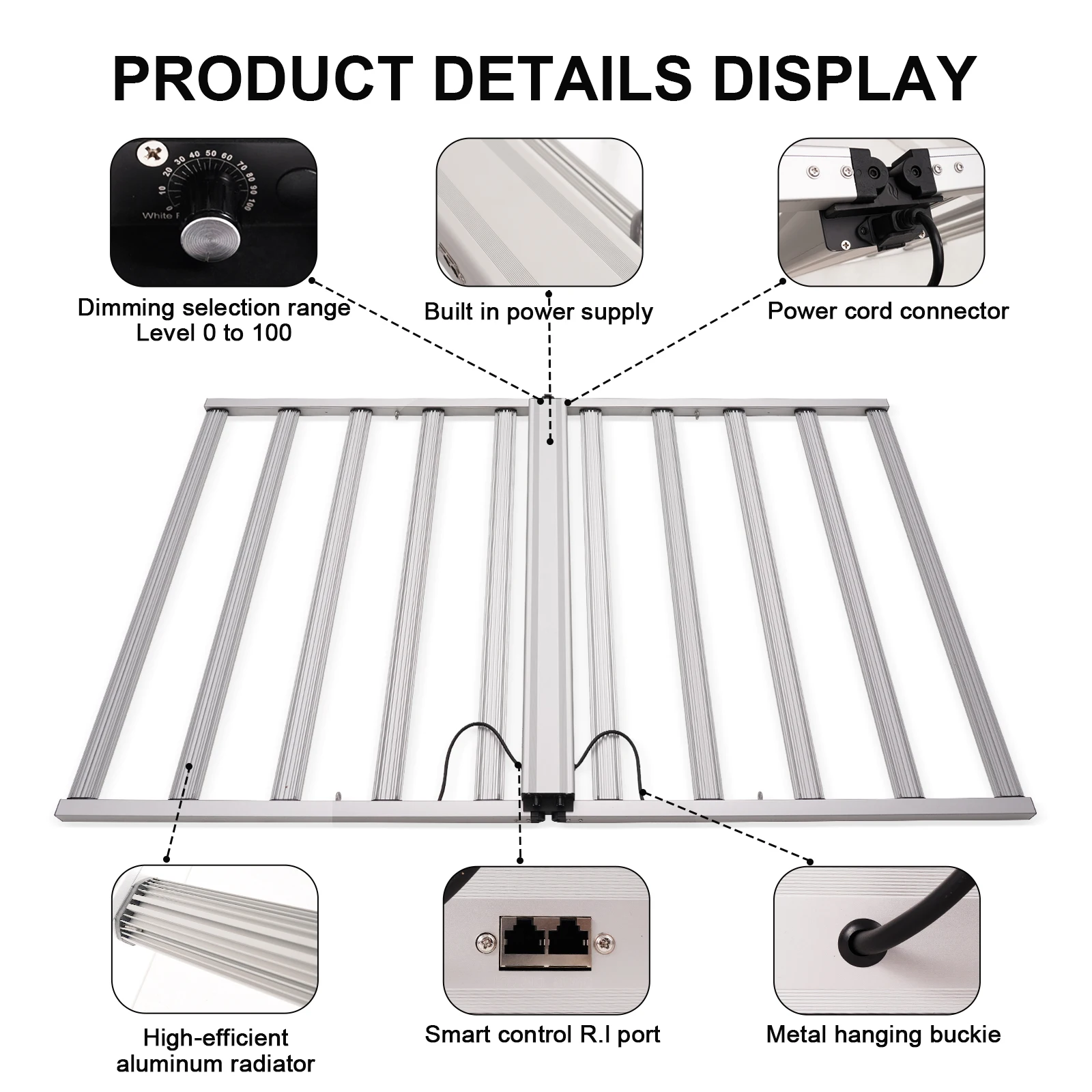 Best Hydroponic Full Spectrum LM301 650W 720W 800W 8 Bar Commercial LED Grow Light With 0-10V Dimming