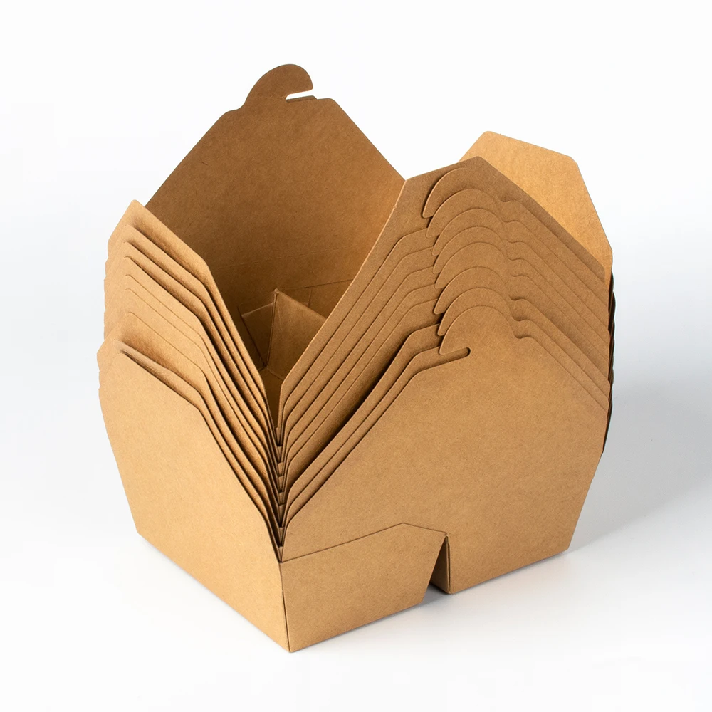 Популярный экологически чистый одноразовый дизайн с пряжкой, герметичный крафт-контейнер для пищевых продуктов для общественного питания