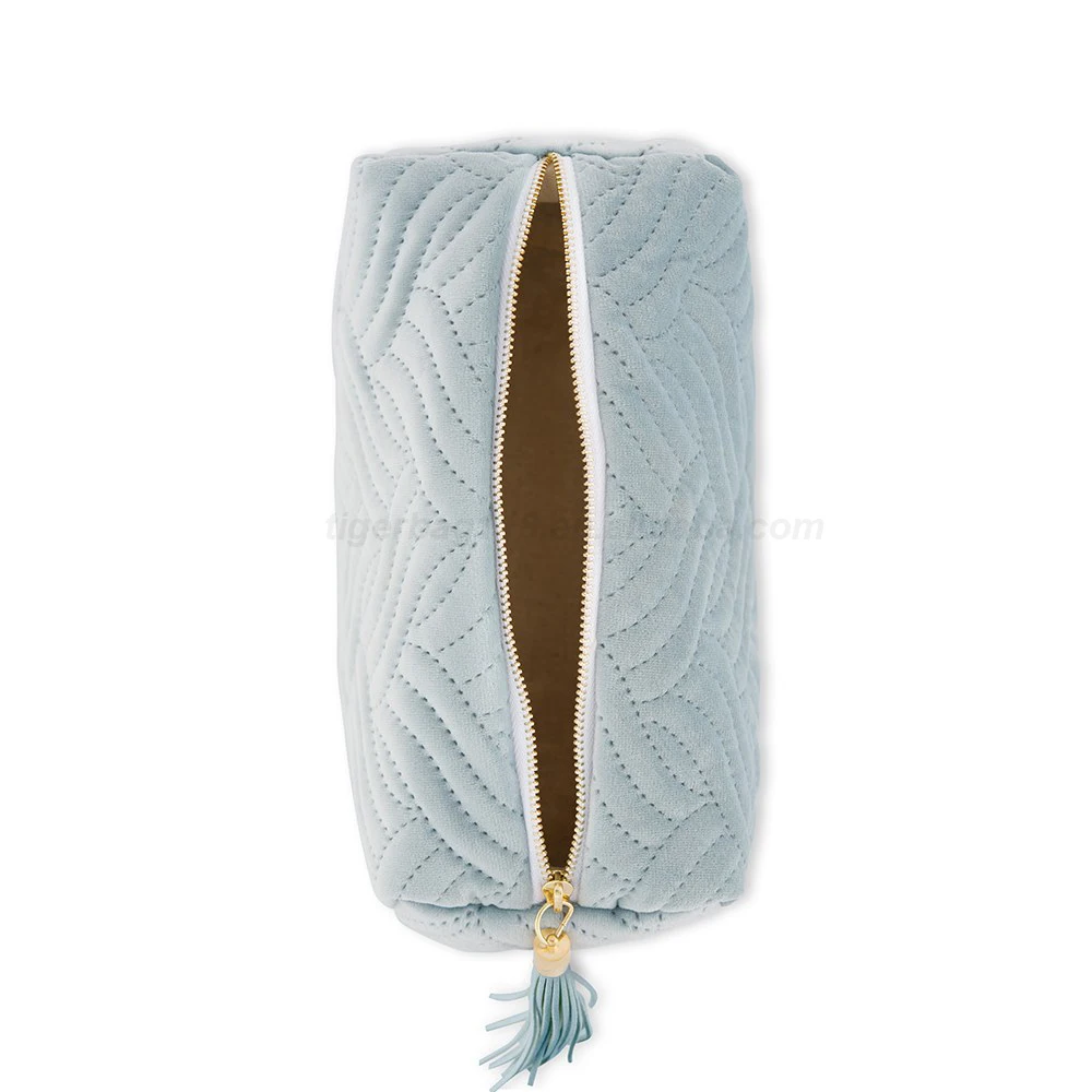 HZB-15 Custom Cosmetic Bag Small Personalized Velvet Quilted Makeup Bag for Women with a Tassel Pull