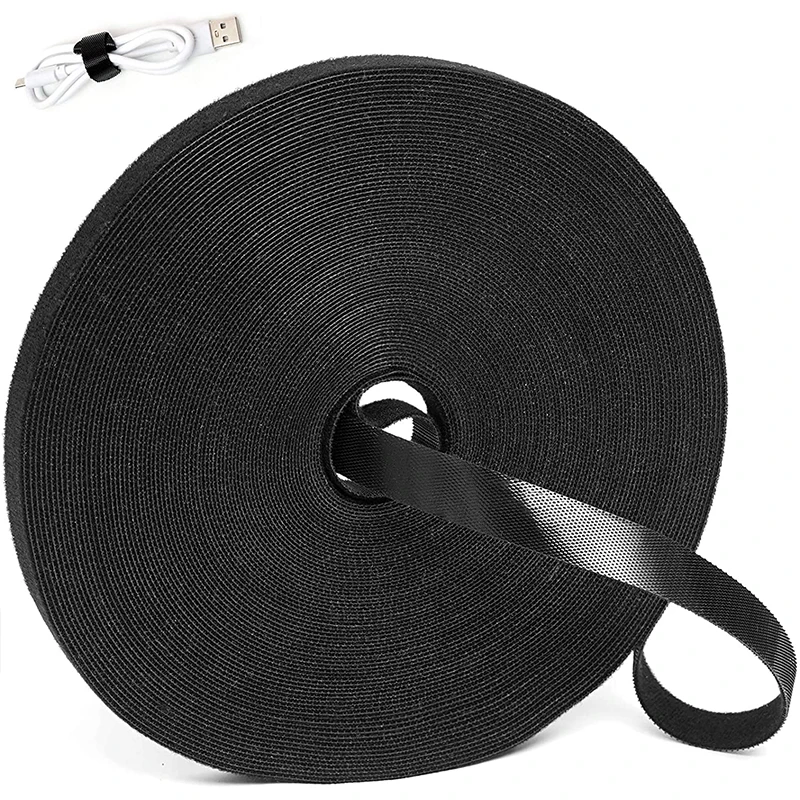 20MM Black Back To Back Hook And Loop Cable Ties Strap