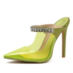 Summer Sexy Jelly Color PVC 2022 Pointed Toe Thin High Heel Spring Fashion Shoes Ankle Slip-On Slingbacks Pumps Women Shoes