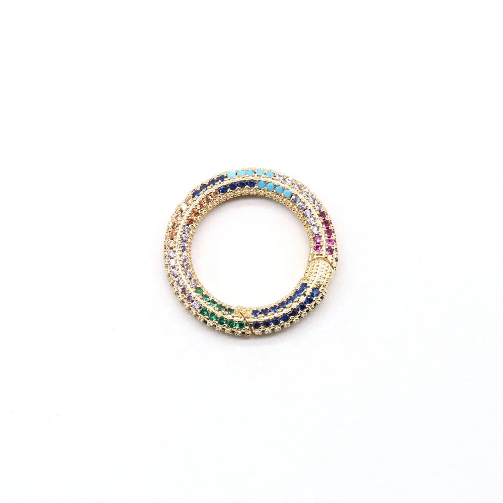 Wholesale Snap Hook Double Zircon Metal O Spring Ring Round Carabiner Ring Clasp For Accessory