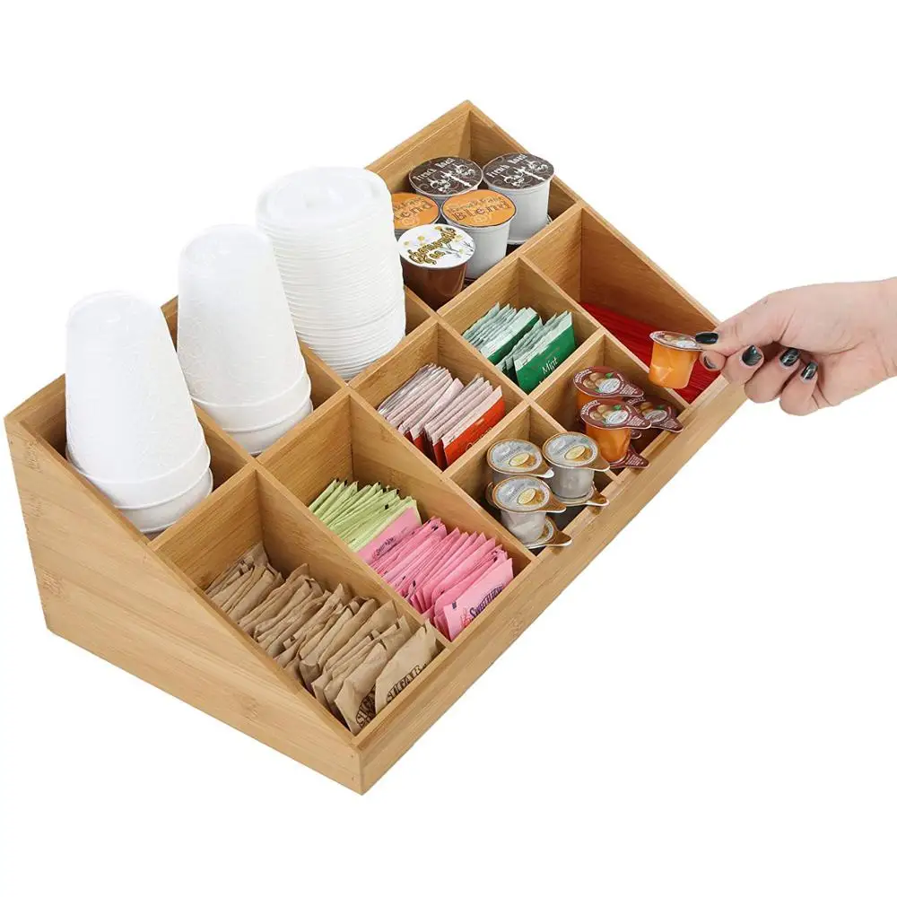 Bamboo Coffee Cup Holder Cup And Lid Organizer Wooden Disposable Paper Cup Holder