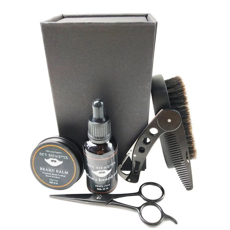 High quality private label men grooming kit beard care gift set with beard oil balm