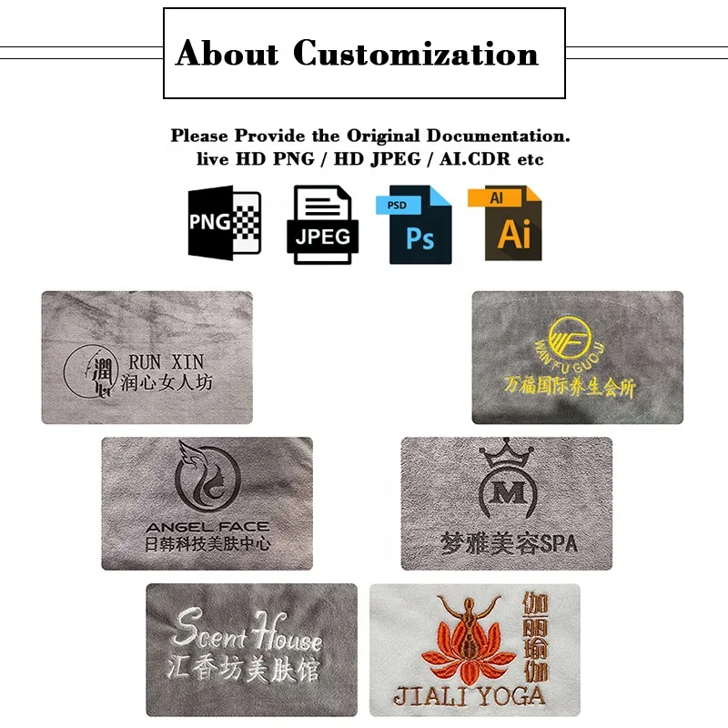 WG177 Customizable Logo Black Salon Microfiber Hair Towel for Barber Nail Beauty Hand Face Printing Custom SPA 100 Cotton Towels