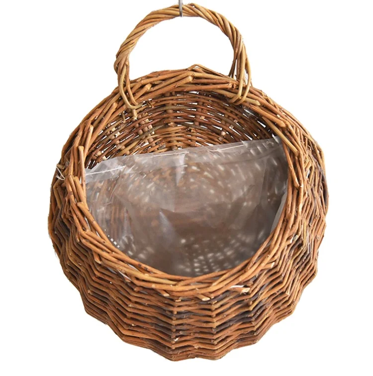 Wholesale  modern hand made Wicker rattan Woven Basket Wall Decor  hanging baskets