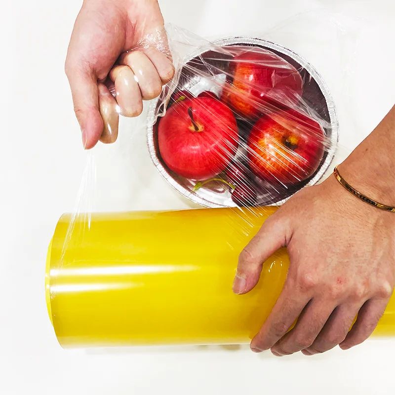 Sensir Best Food Grade with Transparent Color PVC Cling Film Jumbo Roll for Kitchen Food Wrap