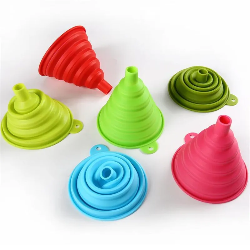 Kitchen Collapsible Mini Silicone Funnel Folding Silicone Rubber Funnel