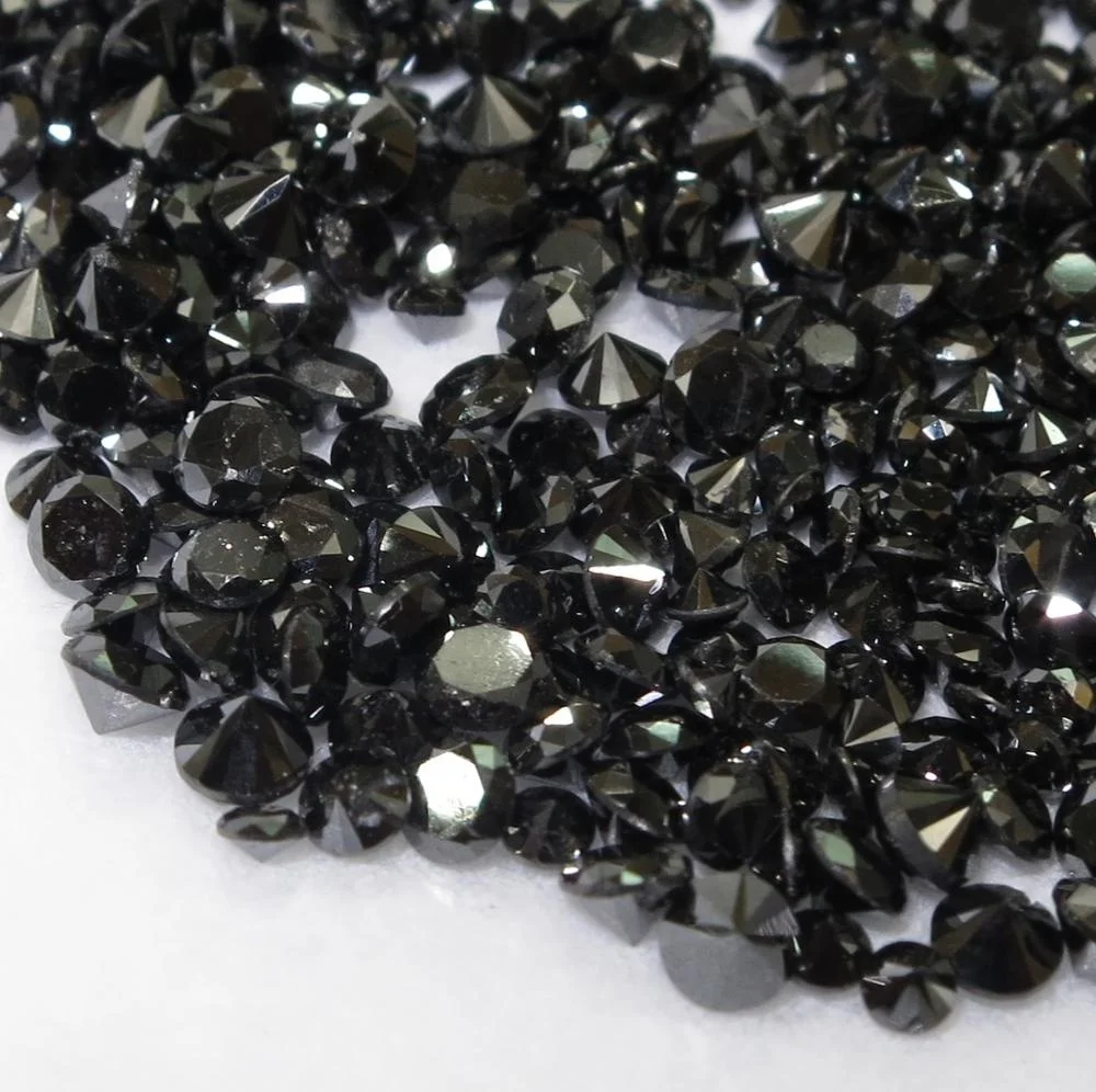 1-1.3mm Natural Loose Round Cut Fancy Black Diamond