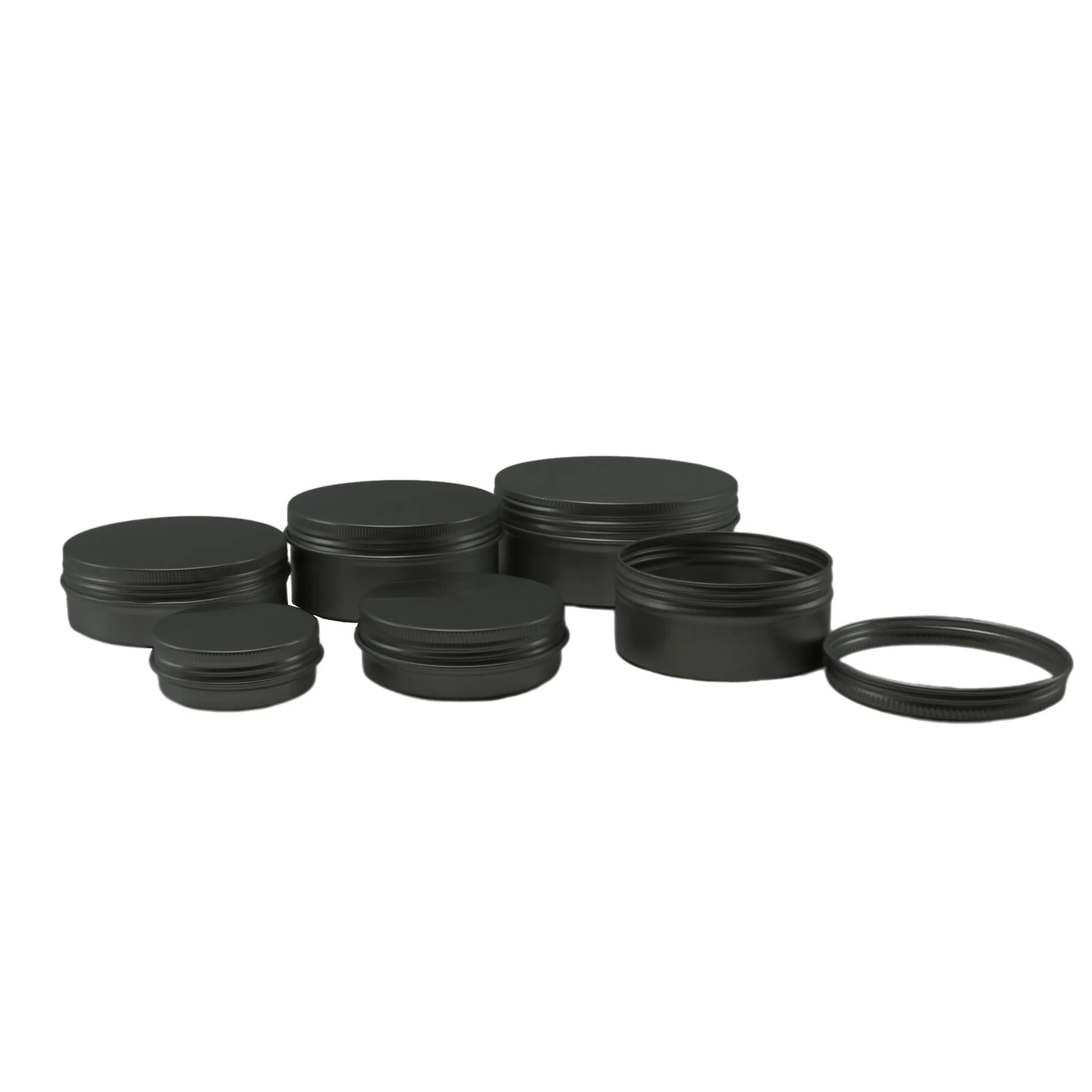 10ml 15ml 20ml 30ml 50ml 60ml 80ml 100ml 120ml matte black aluminum tin jar for wax AJ-932D