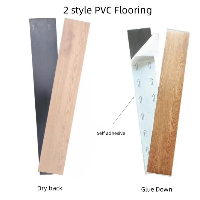 wooden self adhesive Waterpoof Glue Down UV Coating Lvt PVC Flooring Dry Back Vinyl Plank Floor