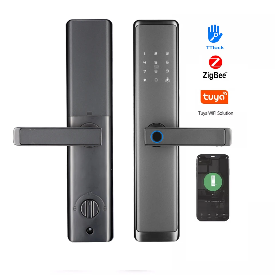 TOPTEQ Zigbee Smart Digital Door Lock For Hotel Biometric Smart Fingerprint Cheap Door Lock Easy Install Apartment Lock