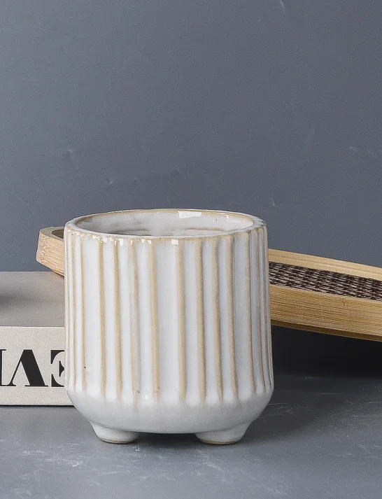 Customized Indoor Modern Simple Ceramic Flower Plant Pot Glazed Pot For Home Decoration